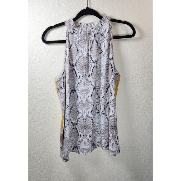 Apt. 9 L Snake Print Halter Mock Neck Top Yellow Side Stripe Sleeveless - Picture 1 of 8